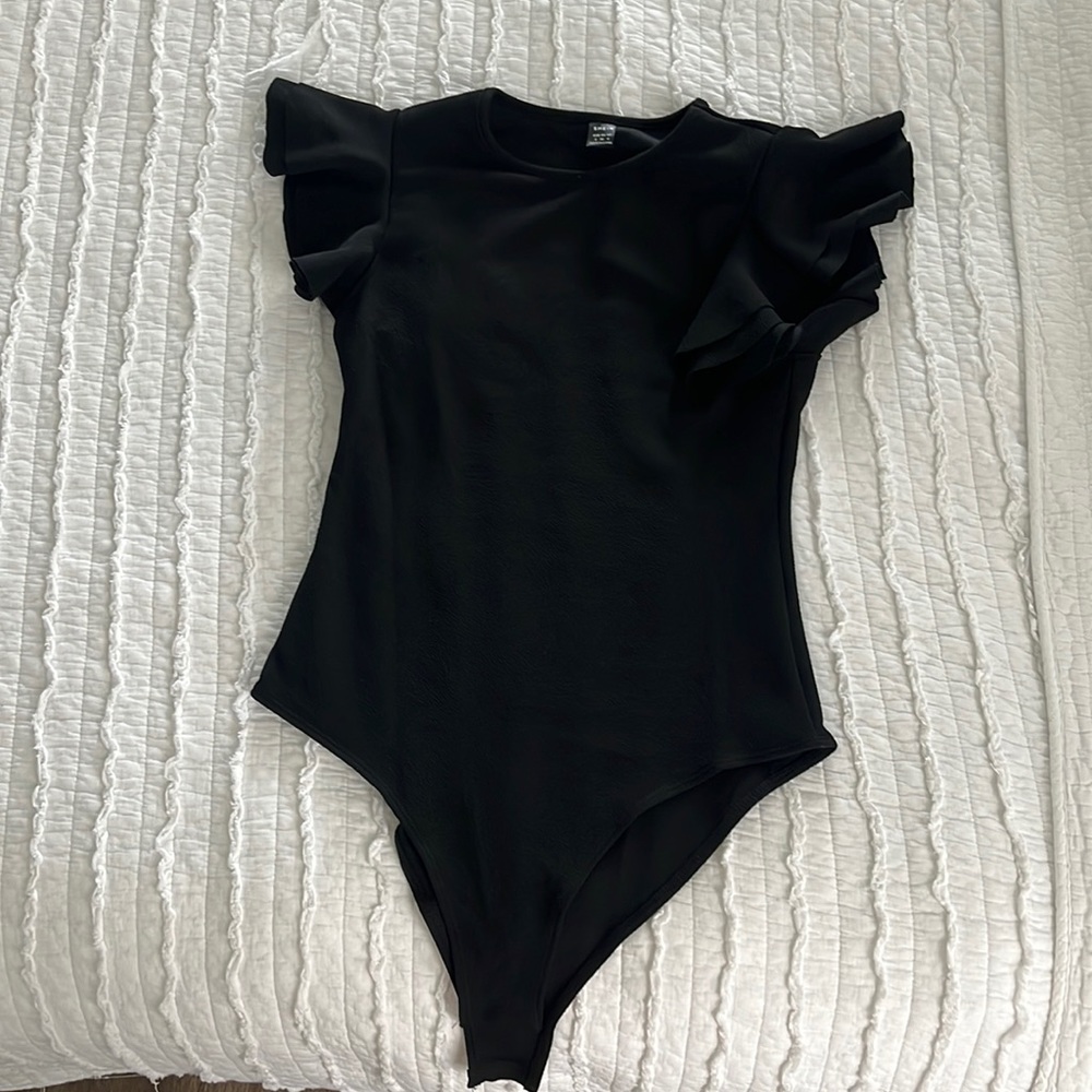 Black Butterfly sleeve Bodysuit Super-flattering NWOT